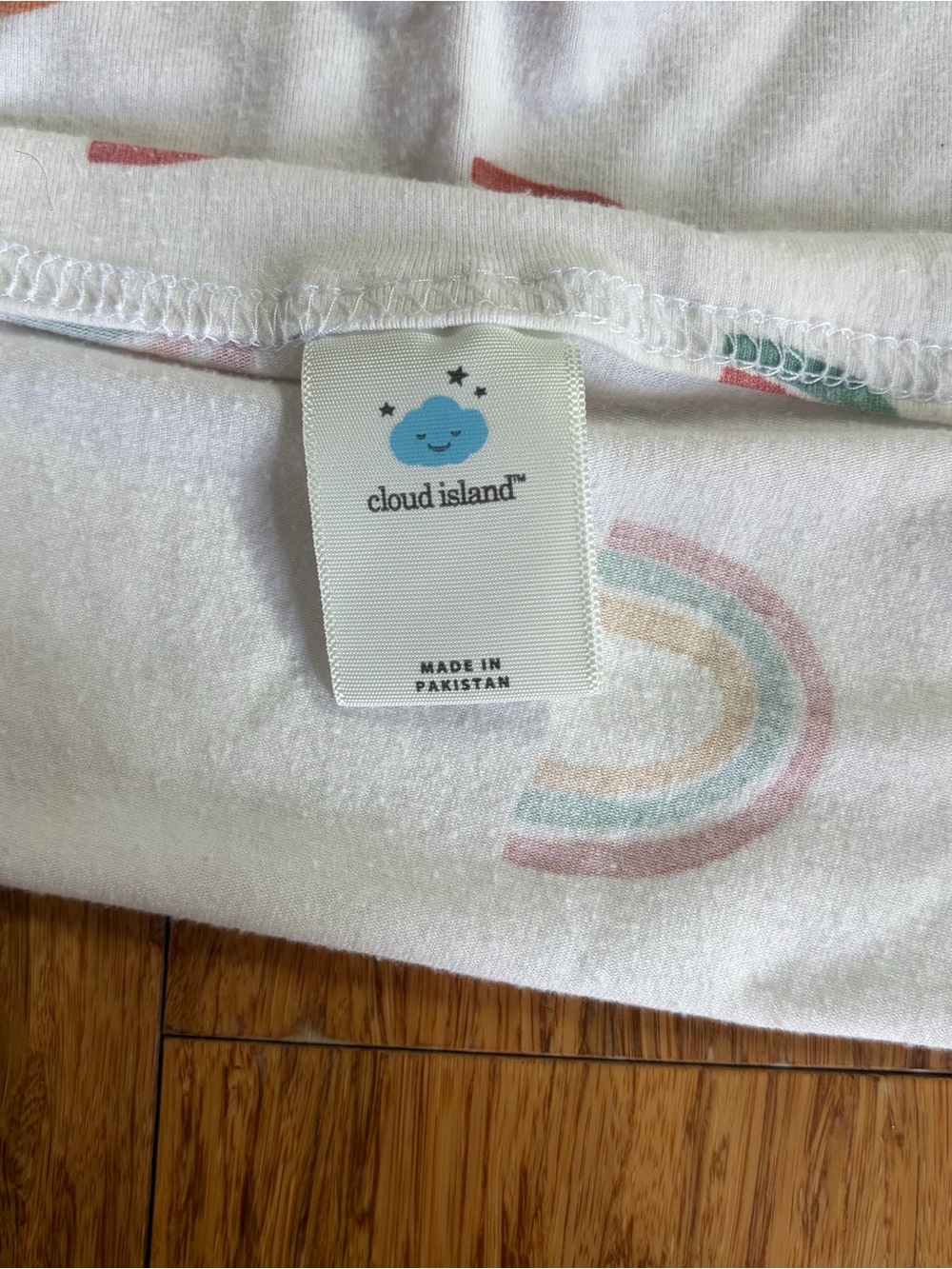 cloud island White Baby Blanket with Muted Rainbow Print - Picture 5 of 5